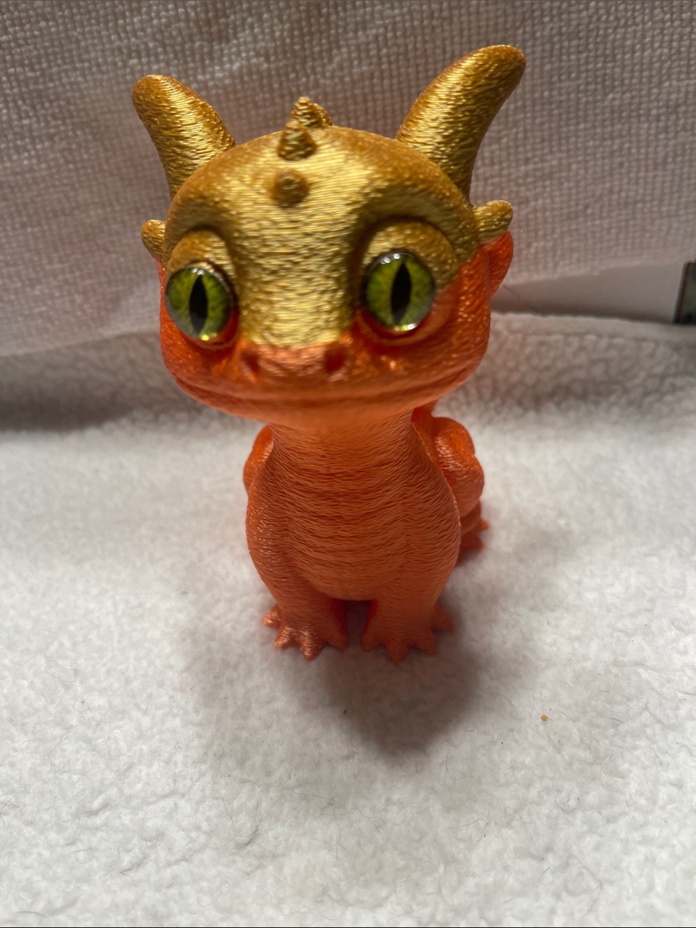 FOUND A PAPA  Orange and Gold Decorative Small Pet Dragon Figurine.